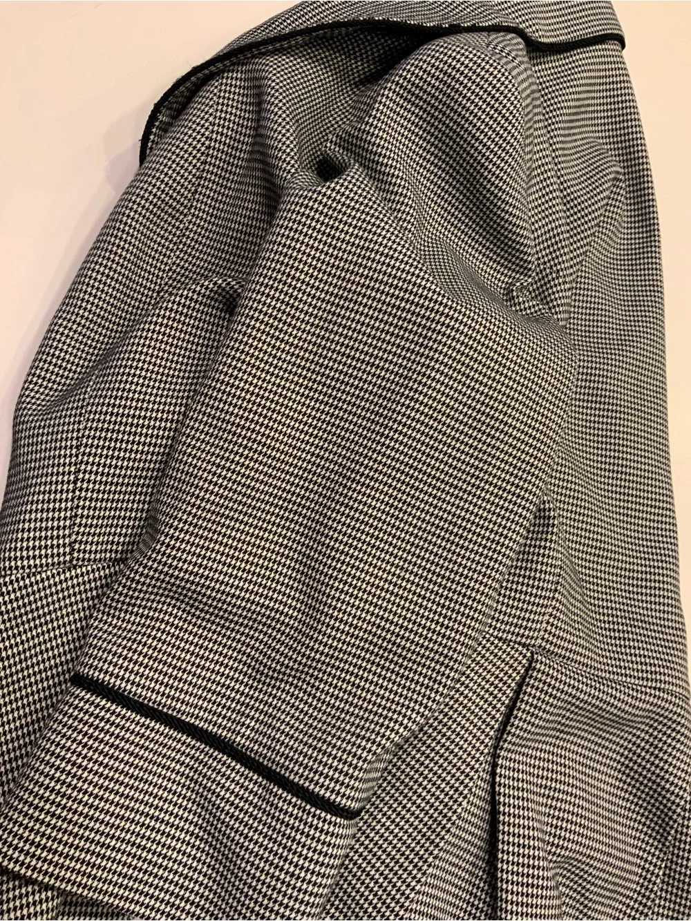 Jones New York Black and White Checked Peplum Blazer